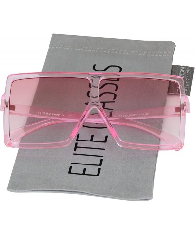 Oversized Square Oversized Sunglasses for Women Men Flat Top Fashion Shades - Pink - CT18SC8X0OY $27.67