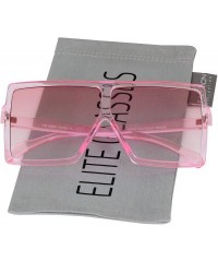 Oversized Square Oversized Sunglasses for Women Men Flat Top Fashion Shades - Pink - CT18SC8X0OY $14.61