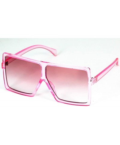 Oversized Square Oversized Sunglasses for Women Men Flat Top Fashion Shades - Pink - CT18SC8X0OY $14.61