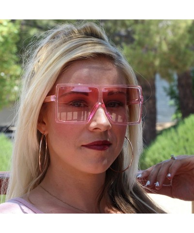 Oversized Square Oversized Sunglasses for Women Men Flat Top Fashion Shades - Pink - CT18SC8X0OY $23.94