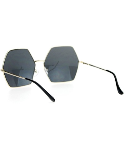 Oversized Retro Oversized Octagon Groove Hippie Sunglasses - Gold Black - CC12DUJWXS1 $18.27