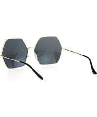 Oversized Retro Oversized Octagon Groove Hippie Sunglasses - Gold Black - CC12DUJWXS1 $18.27