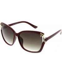 Oversized Women's Oversize Metal Fox Accent Cutout Square Sunglasses 60mm - Burgundy Gold / Lavender - C1184S4E3W3 $12.11