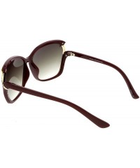 Oversized Women's Oversize Metal Fox Accent Cutout Square Sunglasses 60mm - Burgundy Gold / Lavender - C1184S4E3W3 $12.11