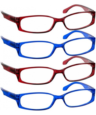 Square Reading Glasses Men Women Dura Tight - 2 Red & 2 Blue - CK18DWOREI2 $17.38