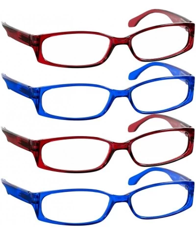 Square Reading Glasses Men Women Dura Tight - 2 Red & 2 Blue - CK18DWOREI2 $27.51