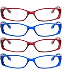 Square Reading Glasses Men Women Dura Tight - 2 Red & 2 Blue - CK18DWOREI2 $17.38