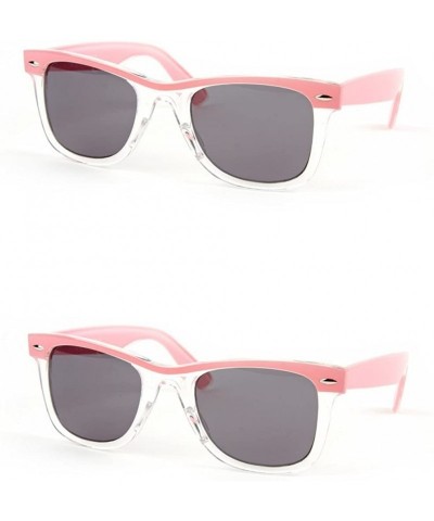 Wayfarer Retro Wayfarer Two-tone Color Frame Fashion Sunglasses P1096 - 2 Pcs Pink-smoke & Pink-smoke - CS122N2763X $26.49