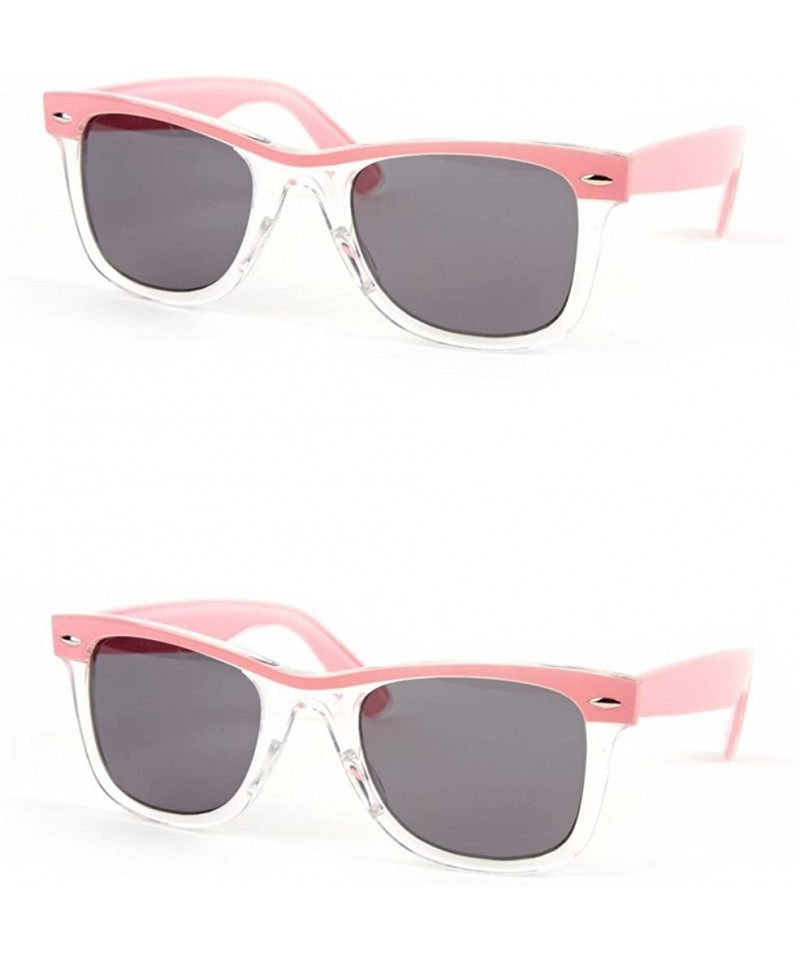 Wayfarer Retro Wayfarer Two-tone Color Frame Fashion Sunglasses P1096 - 2 Pcs Pink-smoke & Pink-smoke - CS122N2763X $15.97