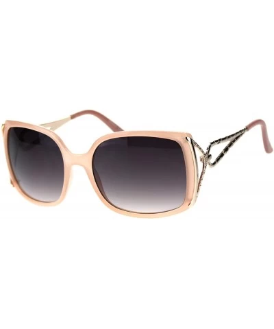 Butterfly Squared Rectangular Butterfly Designer Fashion Plastic Sunglasses - Peach Smoke - CN18TCKA6D4 $22.85