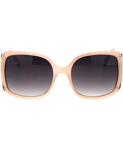Butterfly Squared Rectangular Butterfly Designer Fashion Plastic Sunglasses - Peach Smoke - CN18TCKA6D4 $10.33