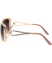 Butterfly Squared Rectangular Butterfly Designer Fashion Plastic Sunglasses - Peach Smoke - CN18TCKA6D4 $10.33