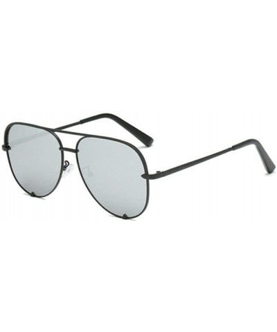 Oversized QUAY Australia X Desi Perkins Key Sahara Fade Sunglasses Mini Aviator - Black Silver - CA18ZI9XK8A $11.07