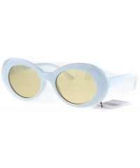 Oval Color Lens Retro Mod Oval Round Minimal White Frame Sunglasses - Brown - C01853QHKNH $10.04