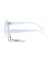 Oval Color Lens Retro Mod Oval Round Minimal White Frame Sunglasses - Brown - C01853QHKNH $10.04