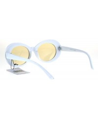 Oval Color Lens Retro Mod Oval Round Minimal White Frame Sunglasses - Brown - C01853QHKNH $10.04