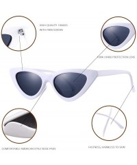 Goggle Women's Fashion Cat Eye Sunglasses Retro Vintage Narrow Clout Goggles Plastic Frame - White/Black - CR189LEICI4 $11.44
