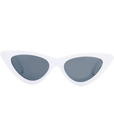 Goggle Women's Fashion Cat Eye Sunglasses Retro Vintage Narrow Clout Goggles Plastic Frame - White/Black - CR189LEICI4 $11.44