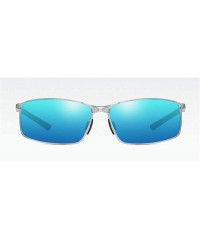 Square designe rcustom polarized sunglasses fashion - Silver&blue-4.5 - CC18N6NR5CQ $30.32