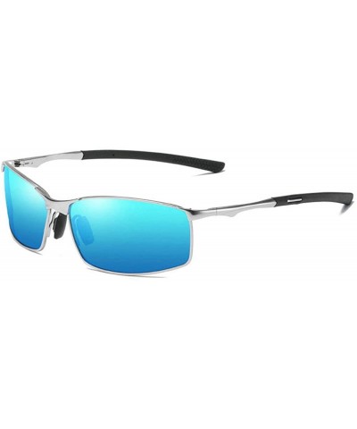 Square designe rcustom polarized sunglasses fashion - Silver&blue-4.5 - CC18N6NR5CQ $30.32