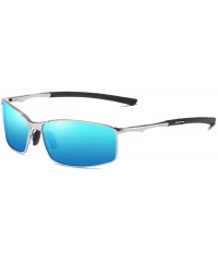 Square designe rcustom polarized sunglasses fashion - Silver&blue-4.5 - CC18N6NR5CQ $30.32