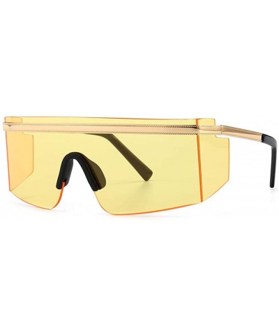 Rimless One Piece Sunglasses Men Rimless Metal Shield Oversized Female Windproof Uv400 Summer - Gold With Yellow - CR1999M2TQ...