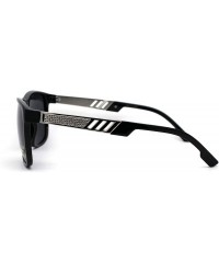 Rectangular Antiglare Polarized Mens Designer Horn Rim Mod Sunglasses - Shiny Black Silver Solid Black - CB196EGOY6H $12.21