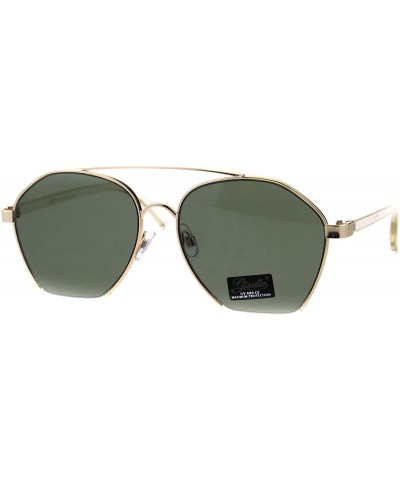 Aviator Womens Fashion Sunglasses Unique Cut Cropped Aviator Shades UV 400 - Gold Clear (Green) - C718IQH8QKH $19.79