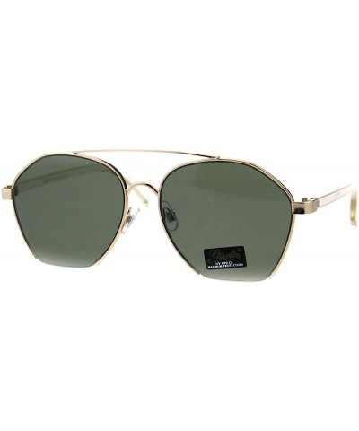 Aviator Womens Fashion Sunglasses Unique Cut Cropped Aviator Shades UV 400 - Gold Clear (Green) - C718IQH8QKH $12.08