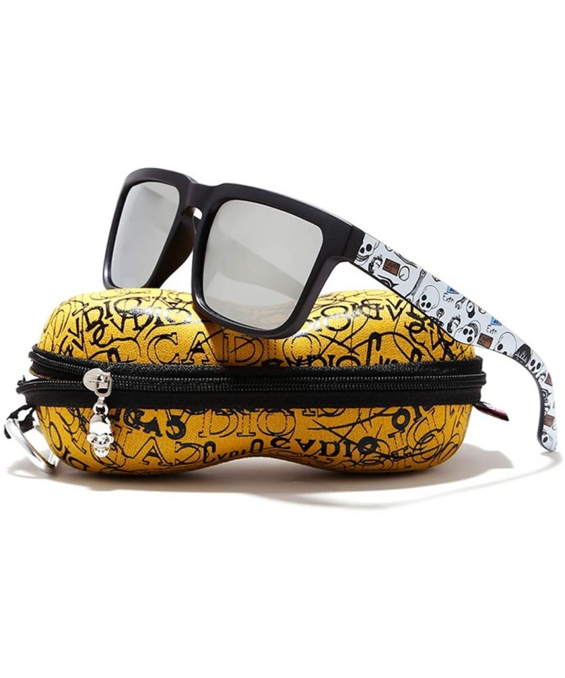 Oversized Eye-Catching Function Polarized Sunglasses for Men Matte Black Frame Fit Skull Zipper Case C9 - C7194O5ZXIO $28.16