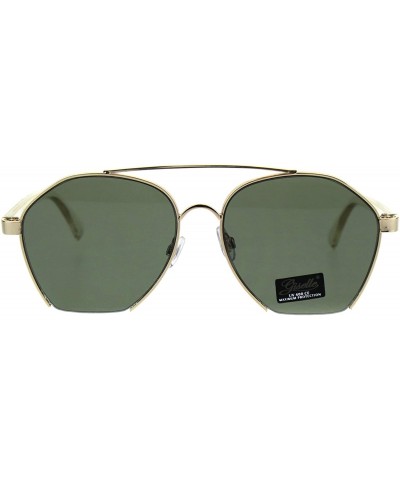 Aviator Womens Fashion Sunglasses Unique Cut Cropped Aviator Shades UV 400 - Gold Clear (Green) - C718IQH8QKH $12.08