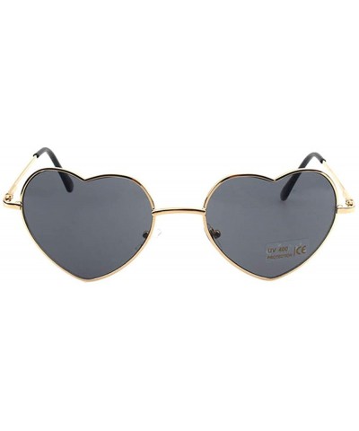 Goggle Heart Sunglasses Thin Metal Frame Hippie Lovely Aviator Style Eyewear - Gold Frame/Grey - CJ18DYU927R $11.36