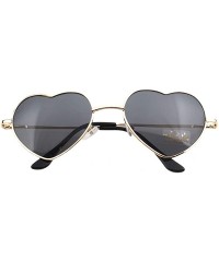 Goggle Heart Sunglasses Thin Metal Frame Hippie Lovely Aviator Style Eyewear - Gold Frame/Grey - CJ18DYU927R $11.36