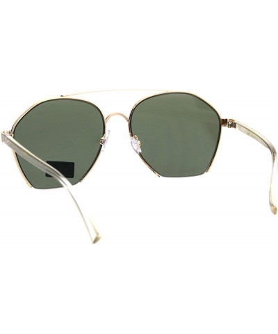 Aviator Womens Fashion Sunglasses Unique Cut Cropped Aviator Shades UV 400 - Gold Clear (Green) - C718IQH8QKH $12.08