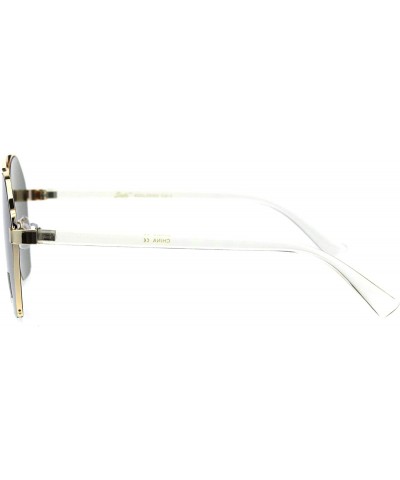Aviator Womens Fashion Sunglasses Unique Cut Cropped Aviator Shades UV 400 - Gold Clear (Green) - C718IQH8QKH $19.53