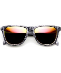 Wayfarer Native Print Color Mirror Lens Keyhole Bridge Horn Rimmed Sunglasses - Fire - CM11N9M9IKB $8.50