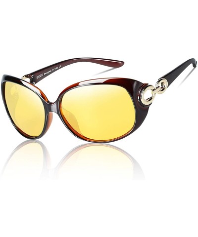 Oversized Night Driving Glasses Anti-glare Eyewear Classic Polarized Night Vision Glasses for Women - CM18UOE35KI $36.51