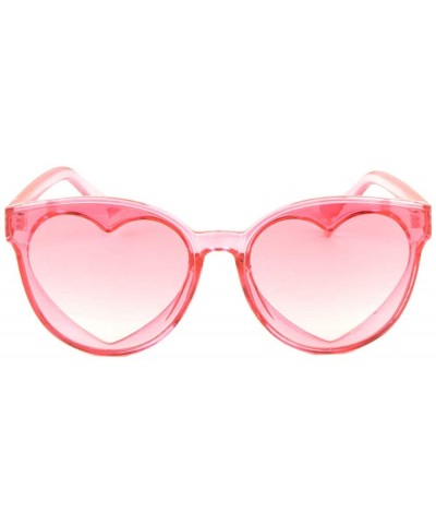 Cat Eye Round Cat Eye Heart Shape Frame Crystal Color Sunglasses - Pink - CA197WQLDR9 $16.84