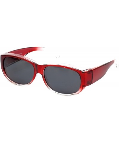 Oval Fitover Sunglasses Wear-Over your Readers Perfect for Driving (7667) with Case - Red Fade - CZ12O2QFB26 $13.78
