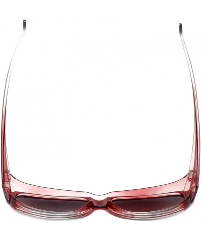 Oval Fitover Sunglasses Wear-Over your Readers Perfect for Driving (7667) with Case - Red Fade - CZ12O2QFB26 $13.78