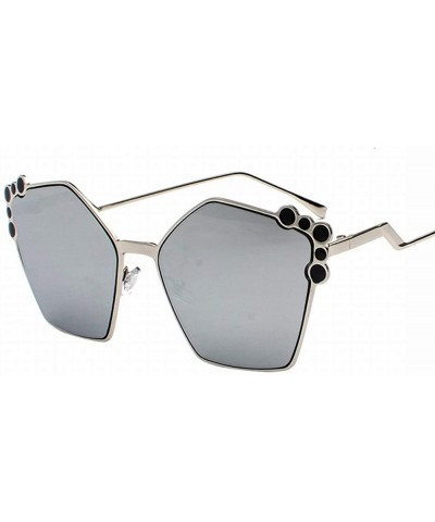 Sport Retro Polygonal Sunglasses Square Face Irregular Colored Sunglasses Female Character Circles Dotted Glasses - CA18T2ILH...
