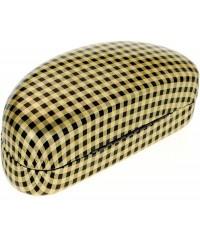 Oversized Color Plaid Pattern Shinny Clam Shell Sunglasses Glasses Hard Case - Gold - C41270E2UWL $7.63