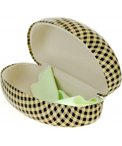 Oversized Color Plaid Pattern Shinny Clam Shell Sunglasses Glasses Hard Case - Gold - C41270E2UWL $7.63