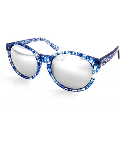 Oversized Womens Daisy Oval Keyhole Sunglasses - Clear/Blue - CD11WJQHHPB $45.82