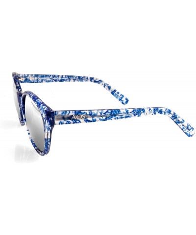 Oversized Womens Daisy Oval Keyhole Sunglasses - Clear/Blue - CD11WJQHHPB $45.82