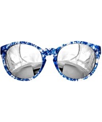 Oversized Womens Daisy Oval Keyhole Sunglasses - Clear/Blue - CD11WJQHHPB $45.82