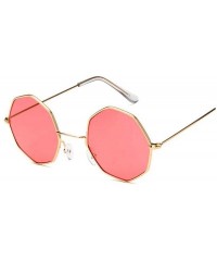 Round Octagon Yellow Red Round Sun Glasses Women Mirror Retro Luxury Oval Small Sunglasses Oculos De Sol - Gold Red - CL197Y9...