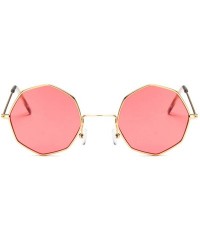 Round Octagon Yellow Red Round Sun Glasses Women Mirror Retro Luxury Oval Small Sunglasses Oculos De Sol - Gold Red - CL197Y9...