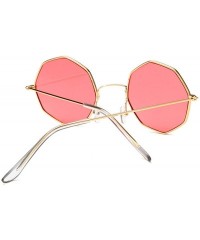 Round Octagon Yellow Red Round Sun Glasses Women Mirror Retro Luxury Oval Small Sunglasses Oculos De Sol - Gold Red - CL197Y9...