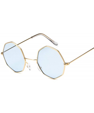 Round Octagon Yellow Red Round Sun Glasses Women Mirror Retro Luxury Oval Small Sunglasses Oculos De Sol - Gold Red - CL197Y9...